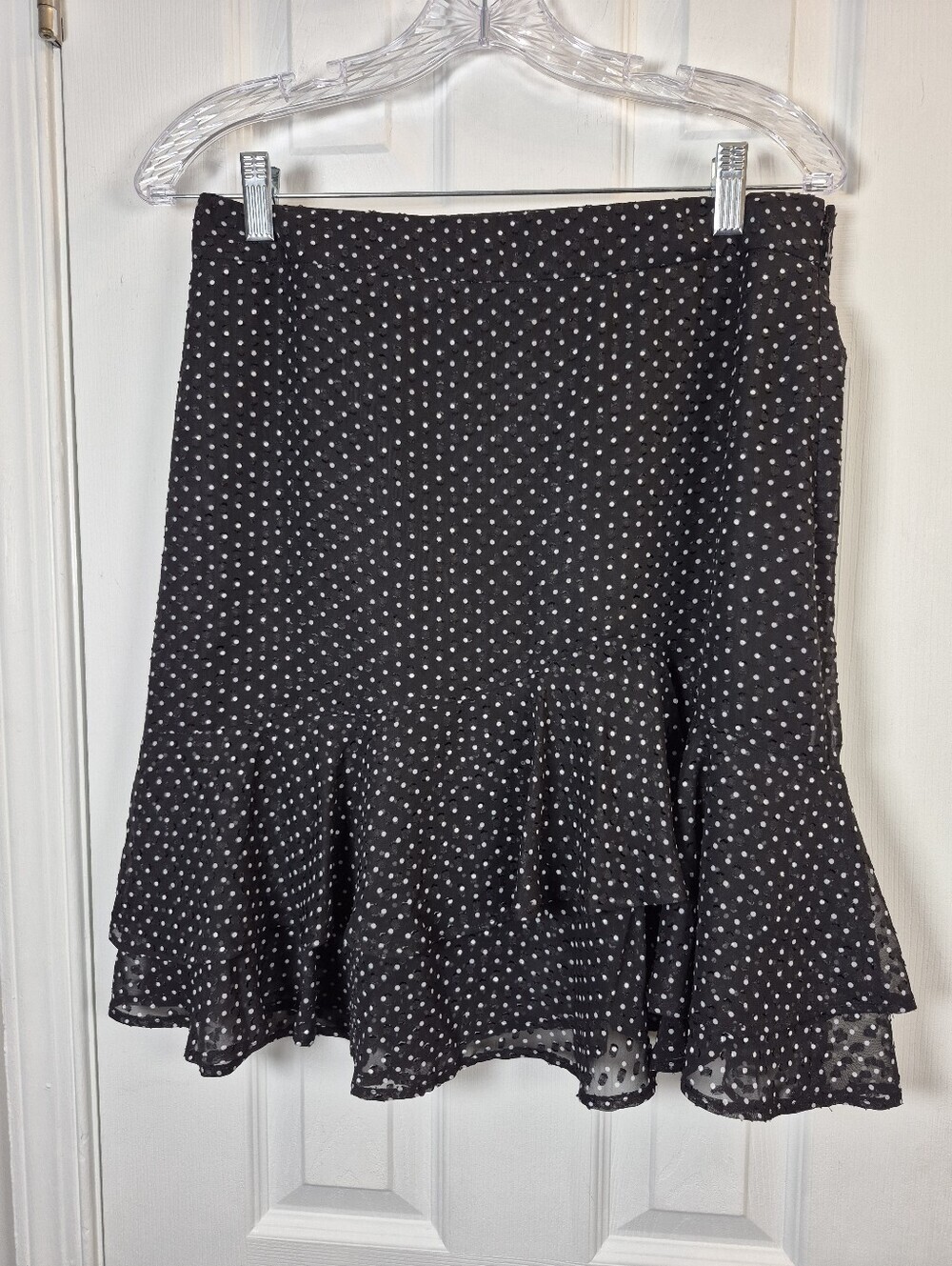 Ann Taylor Polka Dot Ruffle Mini Skirt 4 French Girl Coquette Preppy Chic